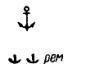 Makna beberapa simbol konvensional carta laut Jawatan pada carta perintis badan air Persekutuan Rusia